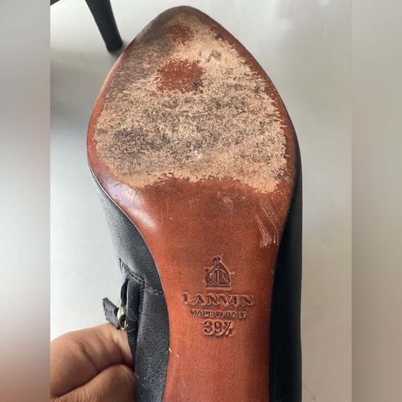 Lanvin Black Leather Heeled Boots Size 39 - Picture 4 of 5